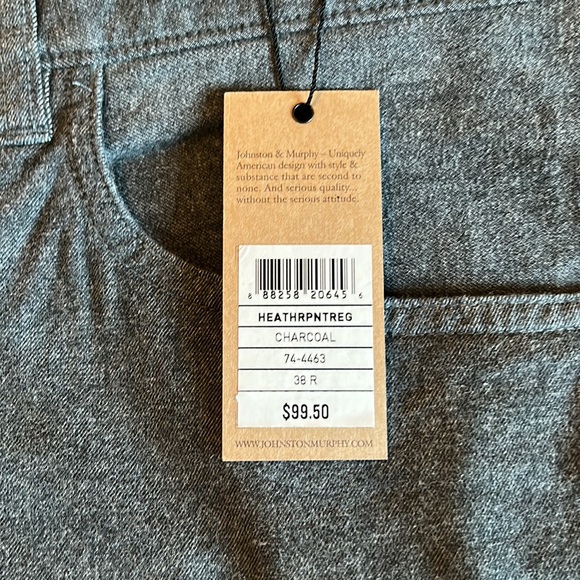 Men’s Charcoal Straight leg Johnston & Murphy Jeans Size 38/32 - With Tag - Picture 2 of 3